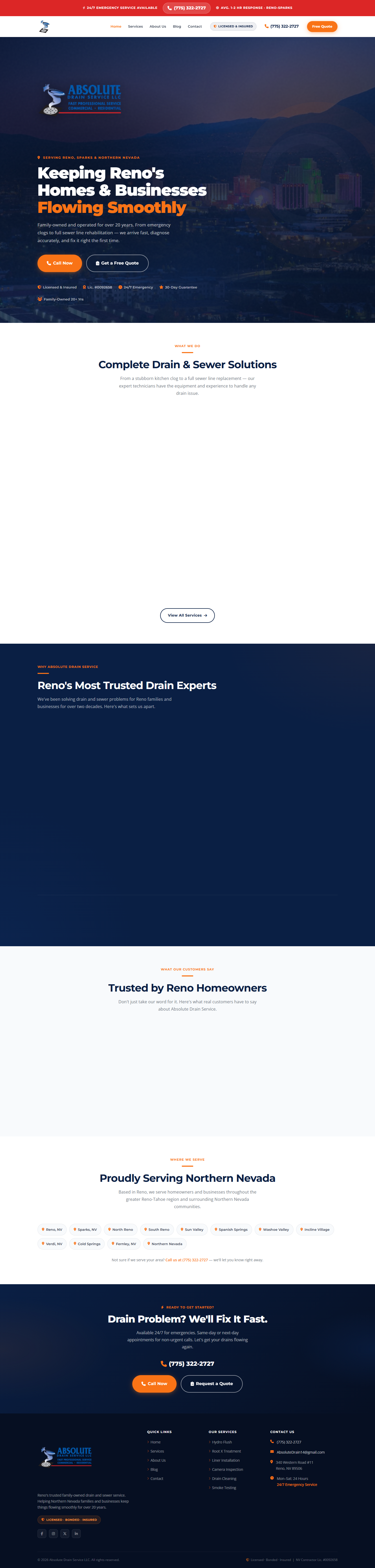Absolute Drain Service website