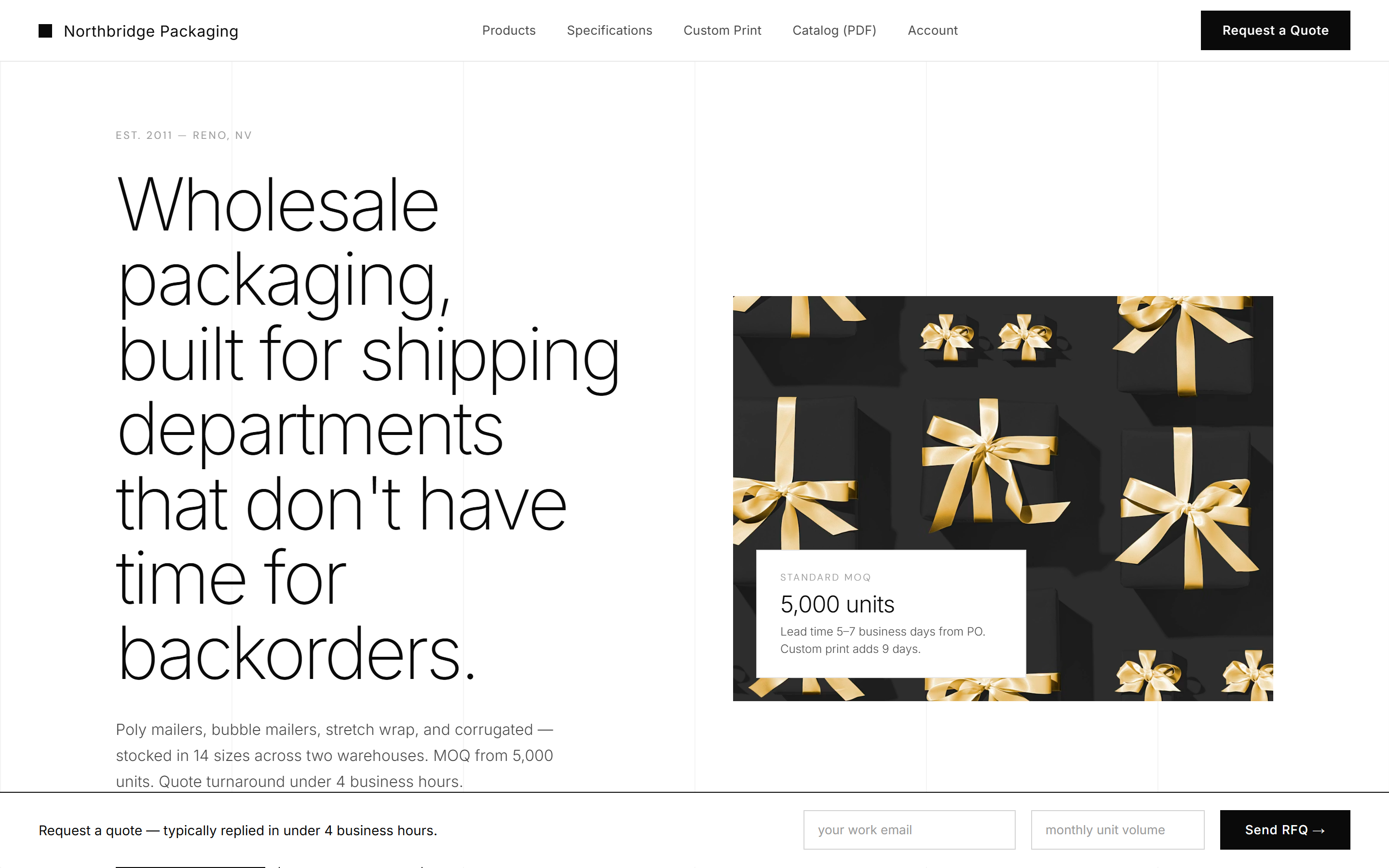 Northbridge Packaging demo homepage