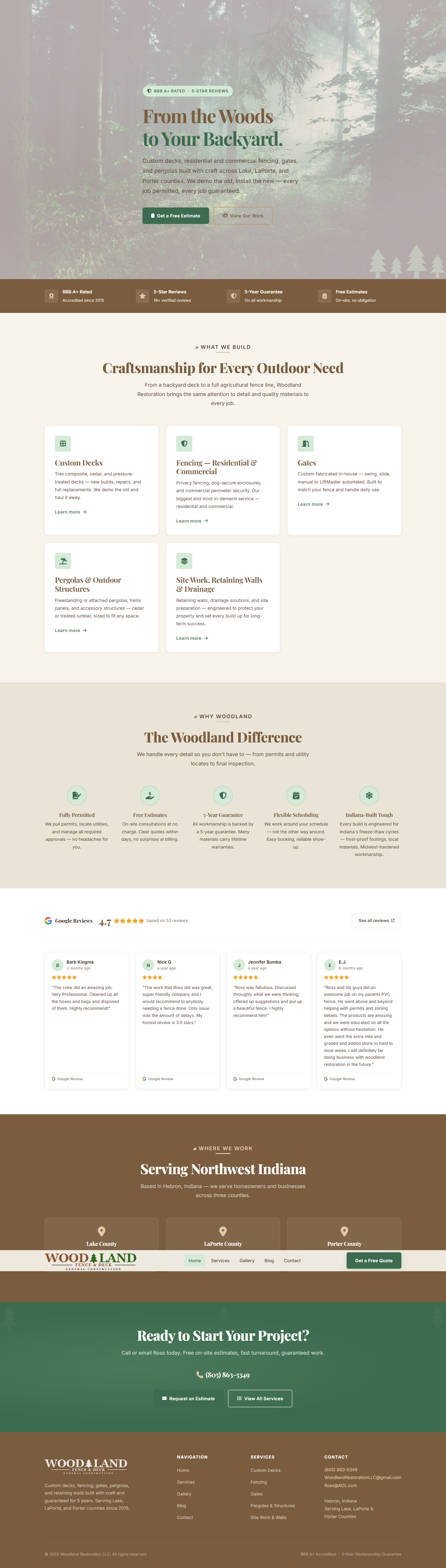 Woodland Fence and Deck website